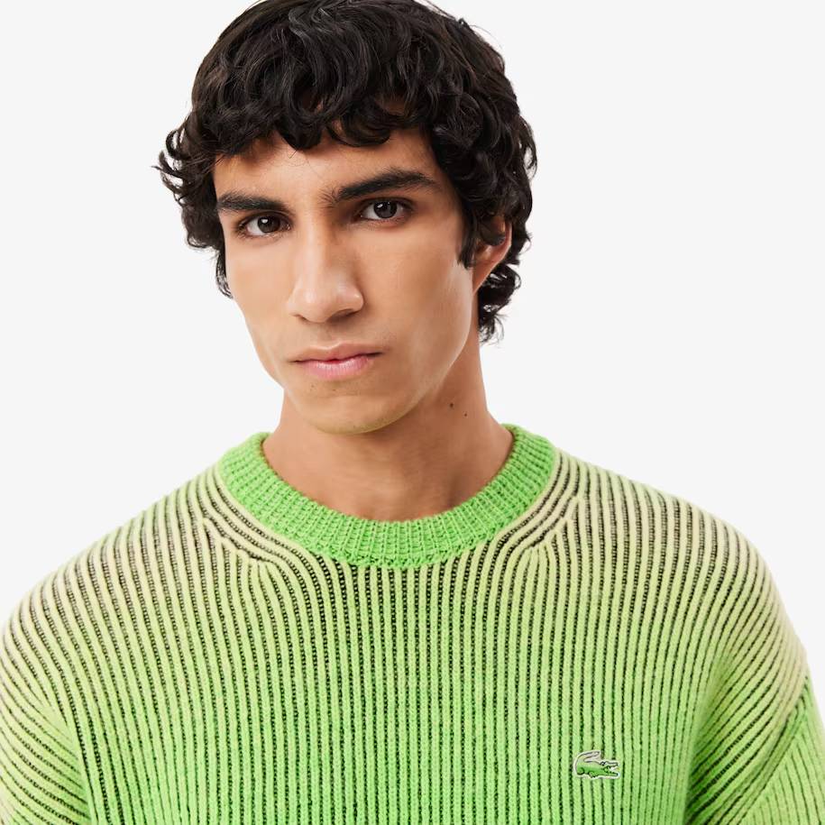 Pull Relaxed fit Homme Lacoste effet dégradé col rond Vert/Jaune/Noir