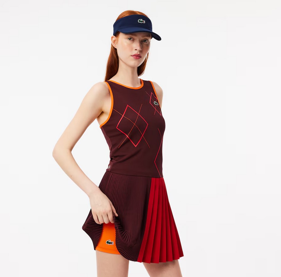 Robe Tennis Ultra Dry Lacoste avec shorty amovible Bordeaux/Orange
