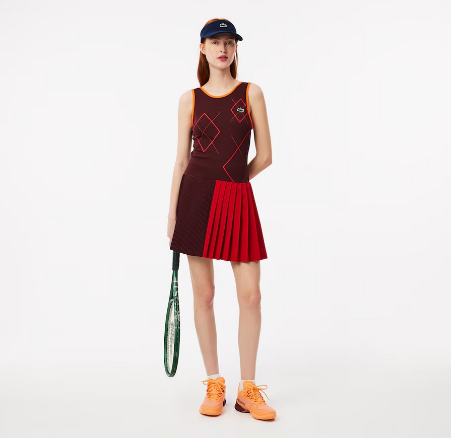 Robe Tennis Ultra Dry Lacoste avec shorty amovible Bordeaux/Orange
