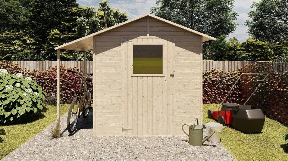 Abri de jardin bois JURA 4.6 m² avec bucher - Habritat et Jardin