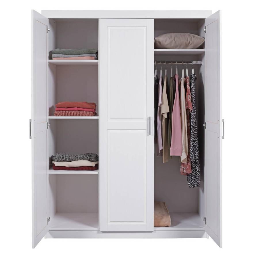 Armoire NOWO 3 Portes en Pin massif blanc