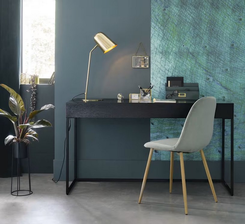 Bureau OPAL 2 tiroirs en métal noir - Maisons du Monde