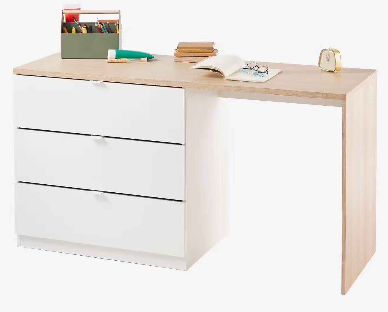 Bureau Primaire avec Commode intégrée blanc - Vertbaudet