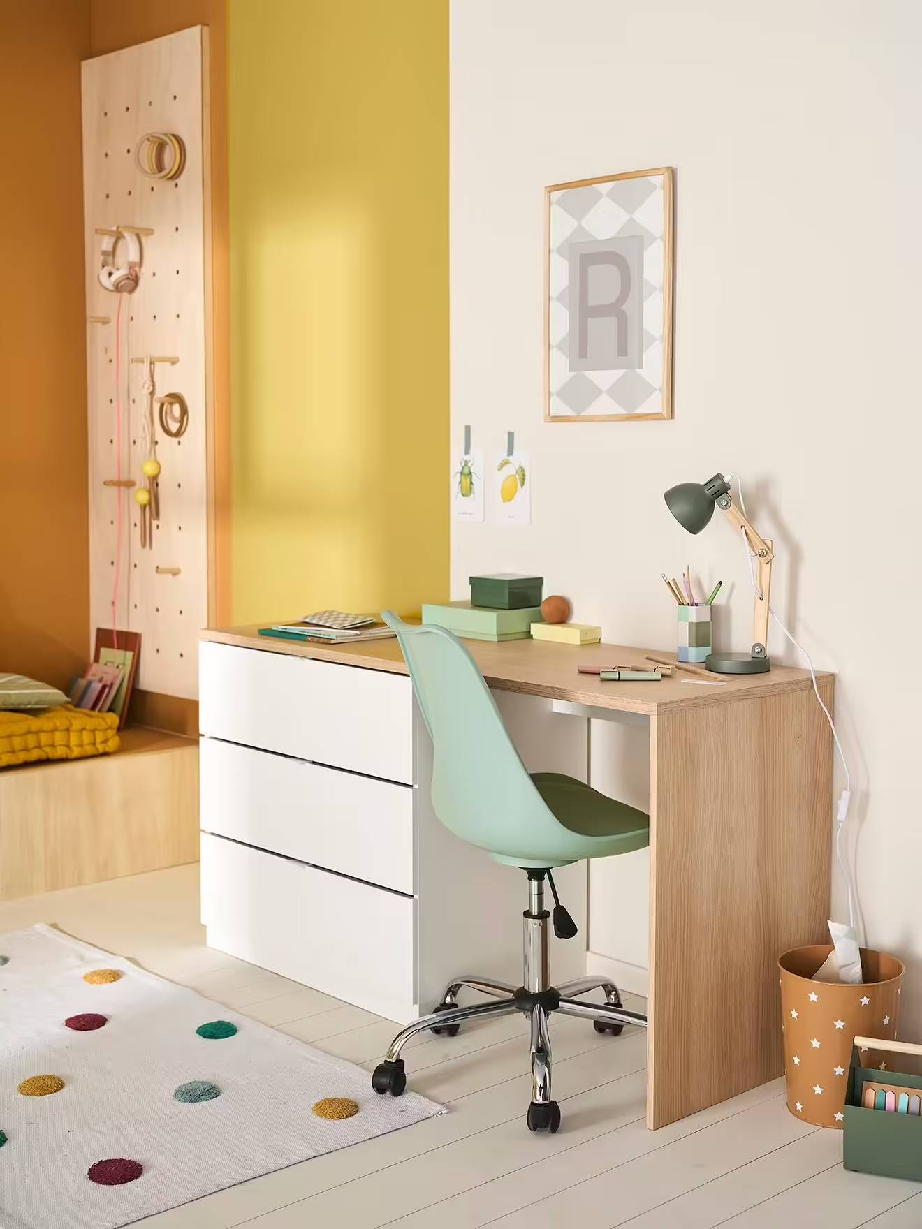 Bureau Primaire avec Commode intégrée blanc - Vertbaudet