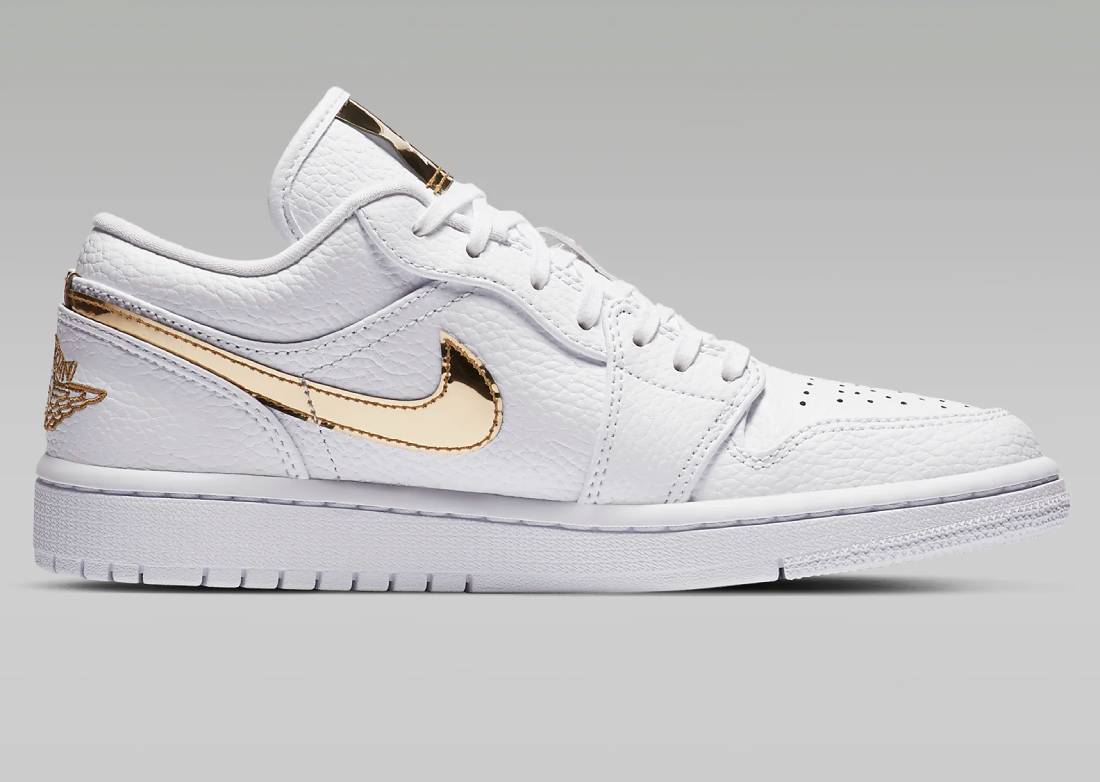 Air Jordan 1 Low SE Baskets Basses Femme Blanc/Blanc/Metallic Gold