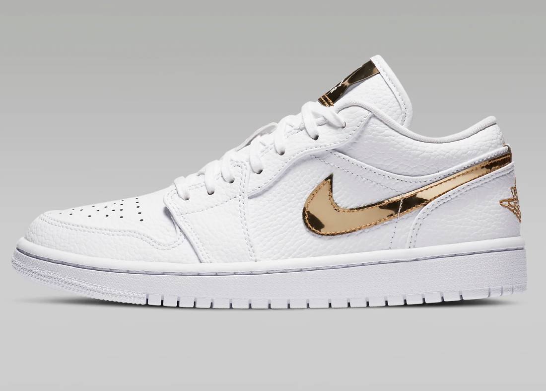 Air Jordan 1 Low SE Baskets Basses Femme Blanc/Blanc/Metallic Gold