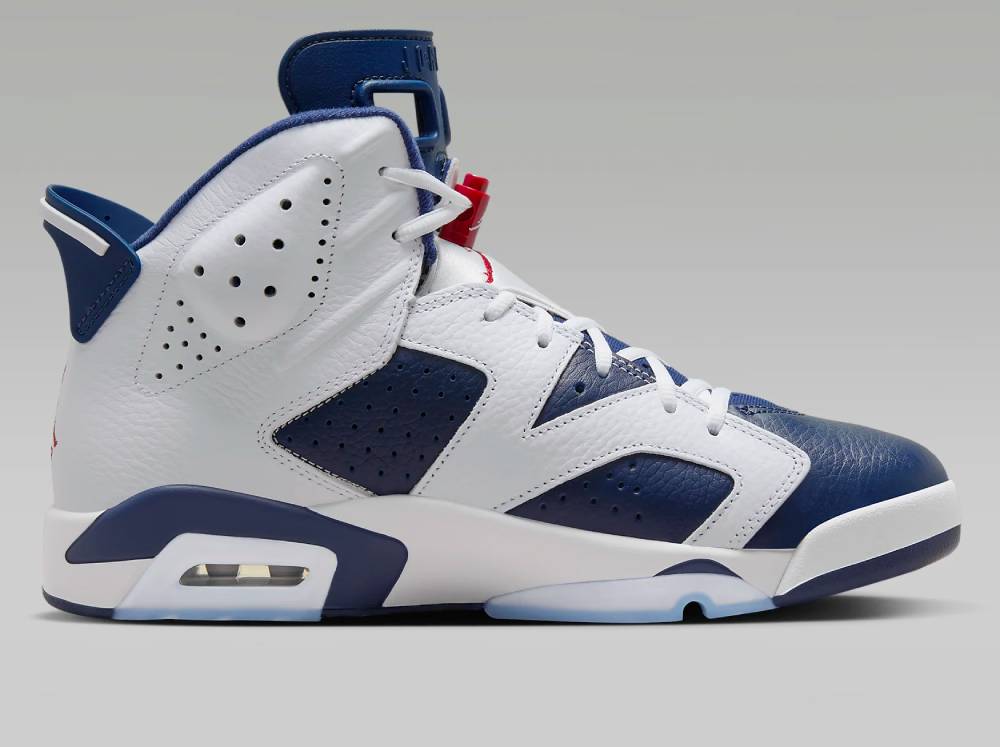 Air Jordan 6 Retro « White and Midnight Navy » Baskets Montantes Blanc/Midnight Navy/Varsity Rouge pour Homme