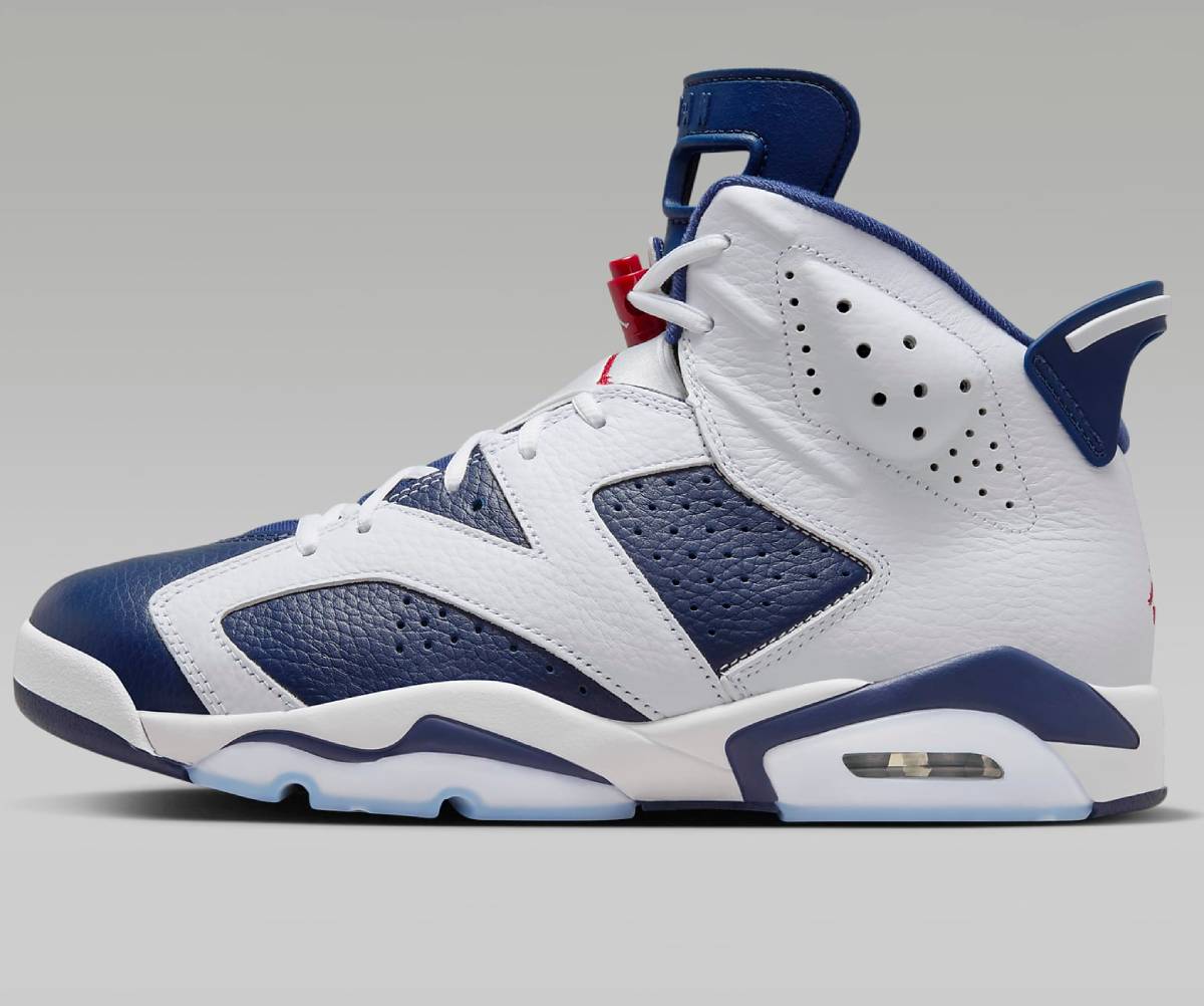 Air Jordan 6 Retro « White and Midnight Navy » Baskets Montantes Blanc/Midnight Navy/Varsity Rouge