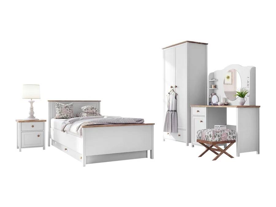 Chambre enfant complète FRESNO F133 Blanc Chêne - Mobilier1