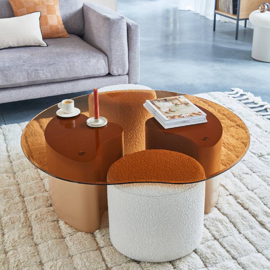 Ensemble Table basse POGLIO et 2 poufs - La Redoute Intérieurs