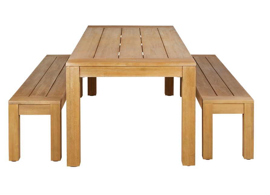 Ensemble Table de jardin ELSIE et 2 bancs en bois d'acacia - Maisons du Monde