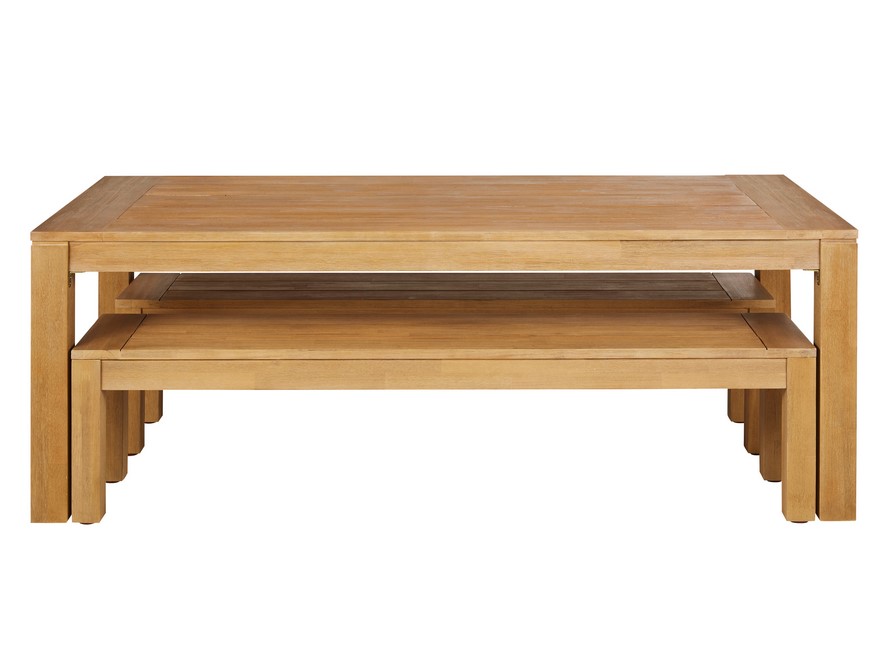 Ensemble Table de jardin ELSIE et 2 bancs en bois d'acacia - Table de Jardin Maisons du Monde