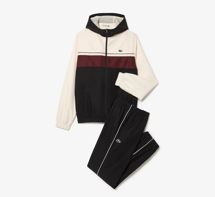 Ensemble de Survêtement Sport Homme Lacoste Noir/Blanc/Bordeaux