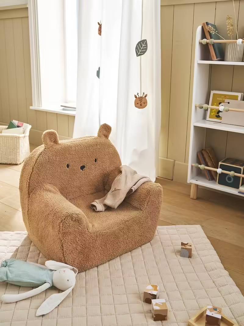 Fauteuil OURSON en mousse et sherpa écru - Vertbaudet