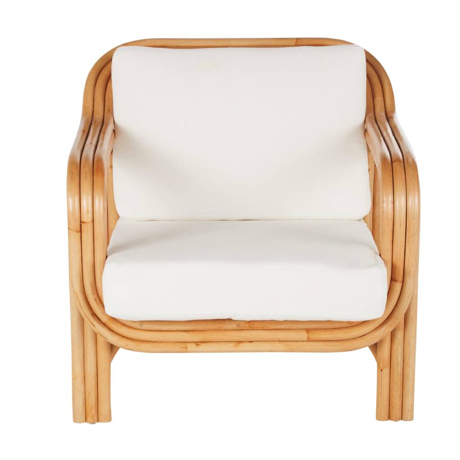 Fauteuil CASSIOPEE en rotin et coussins écrus - Maisons du Monde