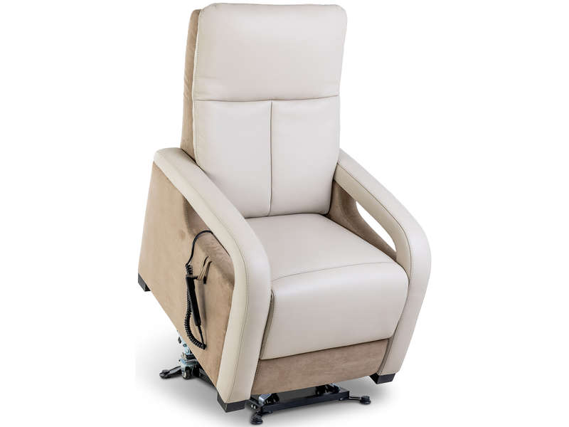 Fauteuil relax releveur BARDO en Cuir/Tissu Beige - Conforama