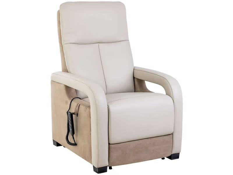 Fauteuil relax releveur BARDO en Cuir/Tissu Beige - Conforama