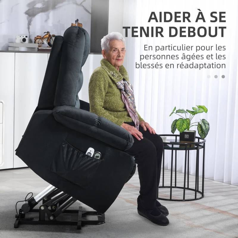 HOMCOM Fauteuil releveur de relaxation électrique inclinable 8 points de massage