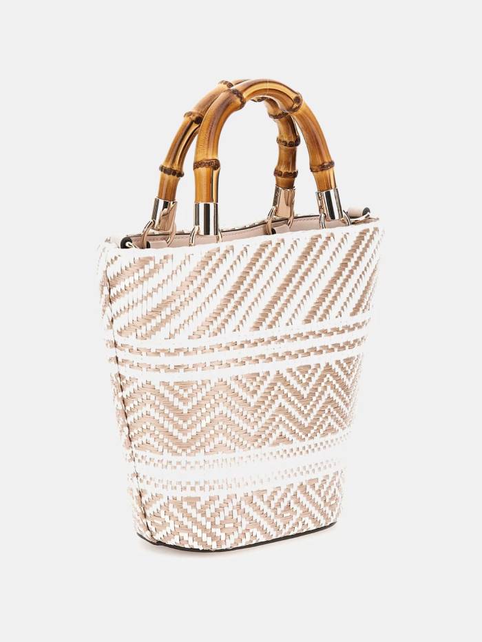 Mini sac à main HAPPYLAND Guess raphia Blanc multi