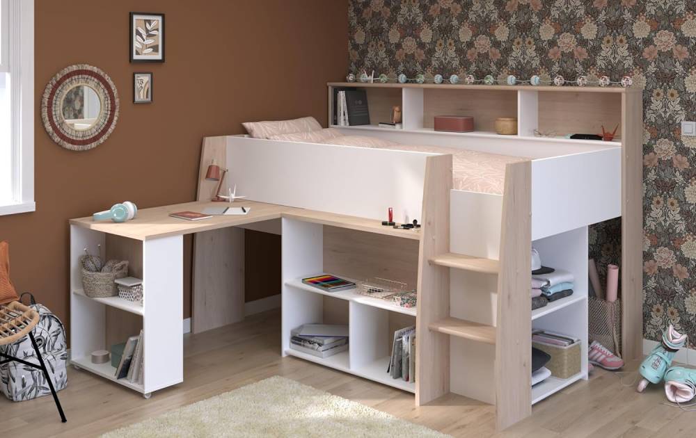 PARISOT Lit combiné enfant THEO avec bureau rétractable 90x 200 cm