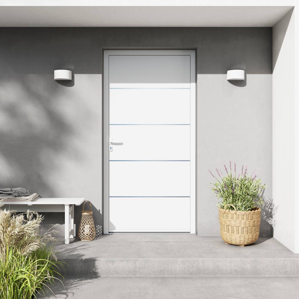 Porte d'entrée FORTIA RAL 9003 CECINA alu blanc 96 x h.218 cm poussant droit