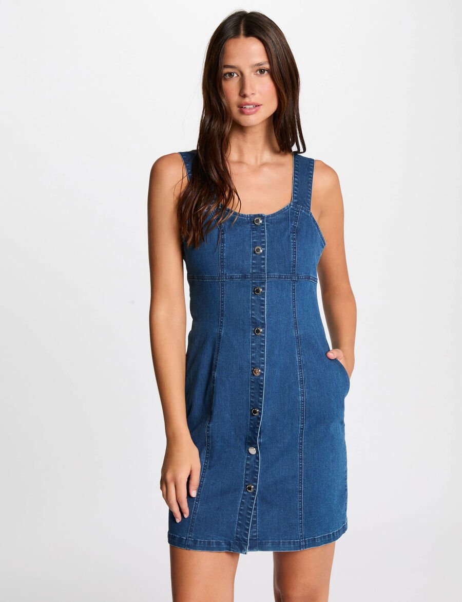 Robe courte droite RPIAM Morgan en jean stone