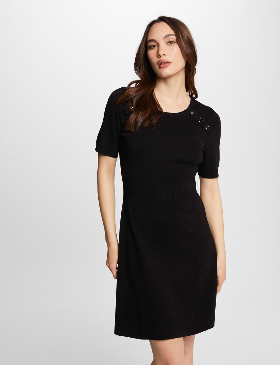 Robe tricot courte RMIXBO Morgan trapèze noir