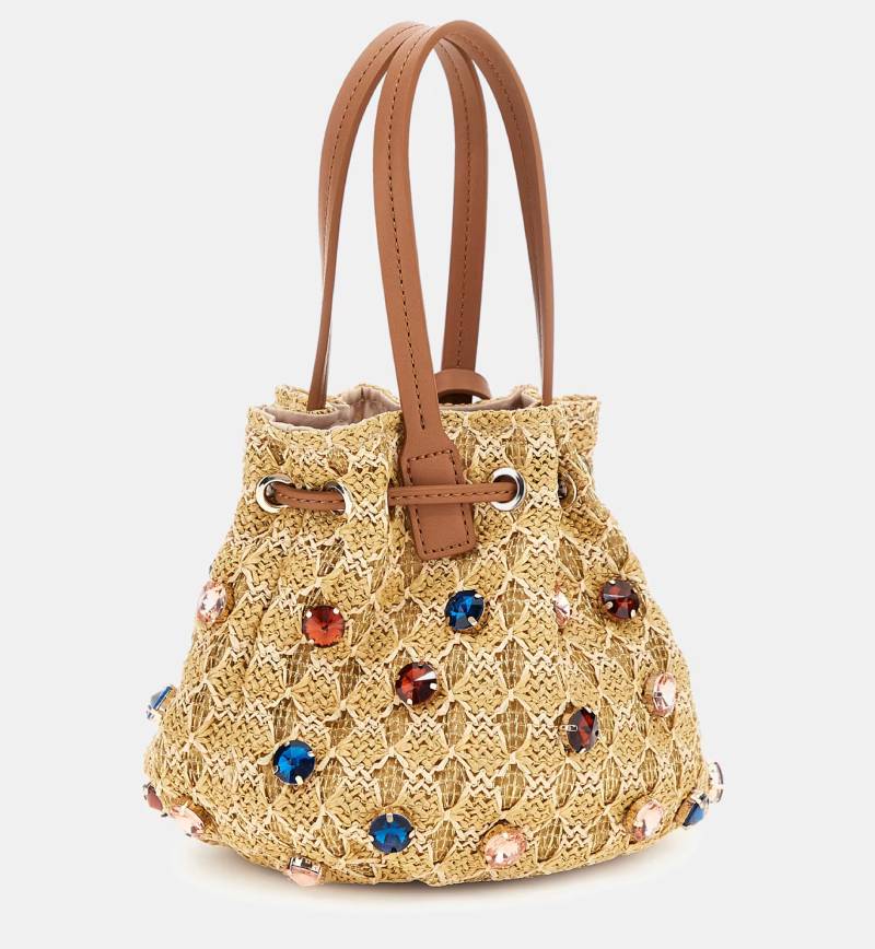 Sac seau LORENY Guess en raphia Beige multi