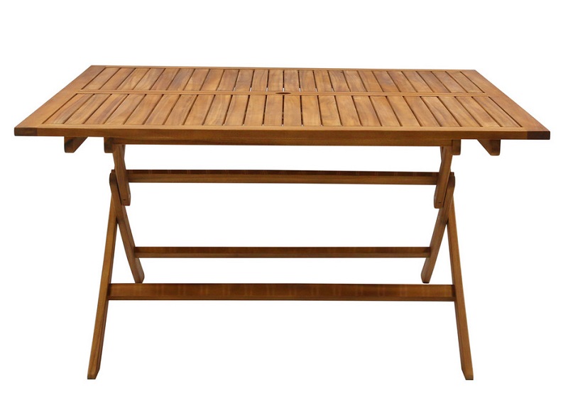 Table de jardin pliante carrée SANTIAGO en bois massif L140 cm - Miliboo