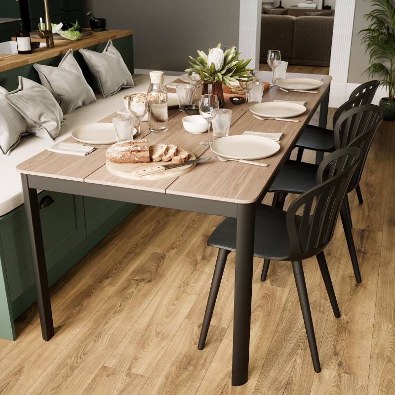 Table de jardin THILIA GoodHome 8 places en Duraboard® et aluminium coloris noir - Castorama