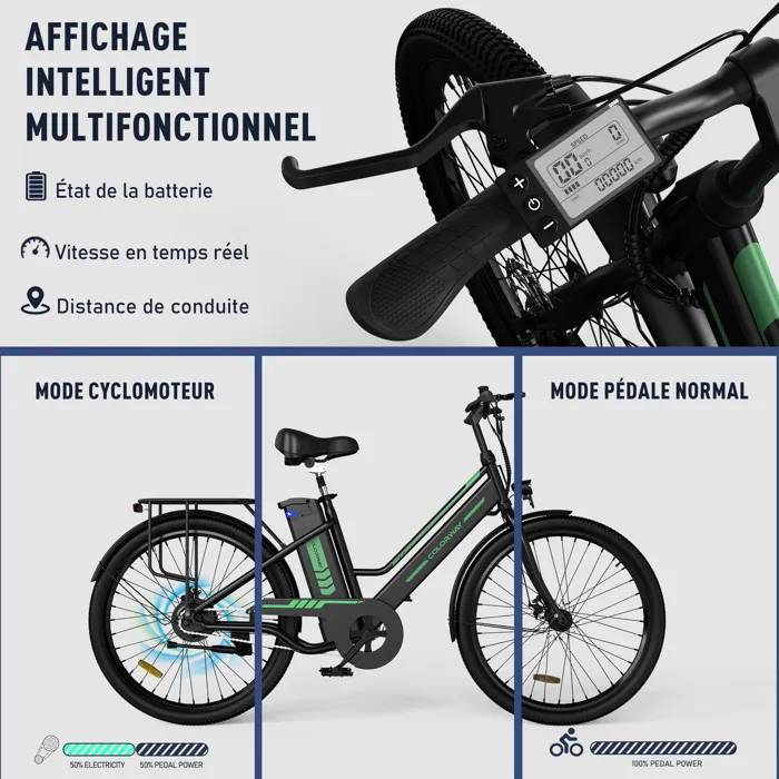 Vélo Électrique COLORWAY BK8S 25 km/h autonomie 35-90Km