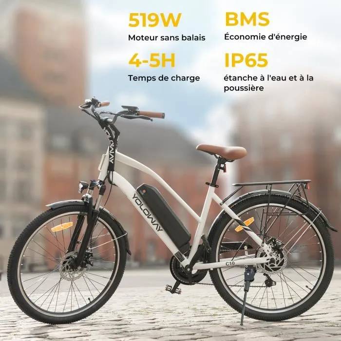 Vélo électrique YOLOWAY C10 25km/h Maxi Autonomie 45-55 km