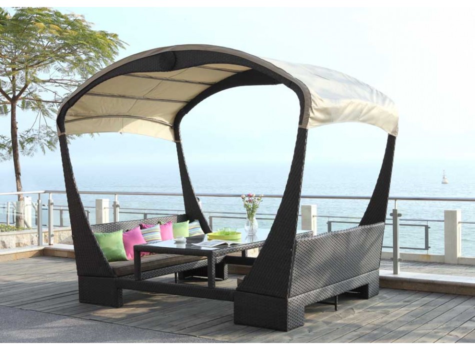 Gazebo Vente Unique - Gazebo aménagé CATALINA en résine tressée Prix 1 199,00 Euros