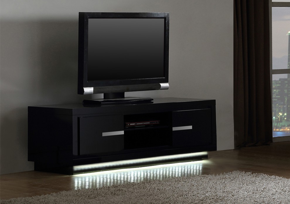 Meuble TV noir éclairage LED CONSTELLATION - Meuble Tv pas Cher Meublez.com