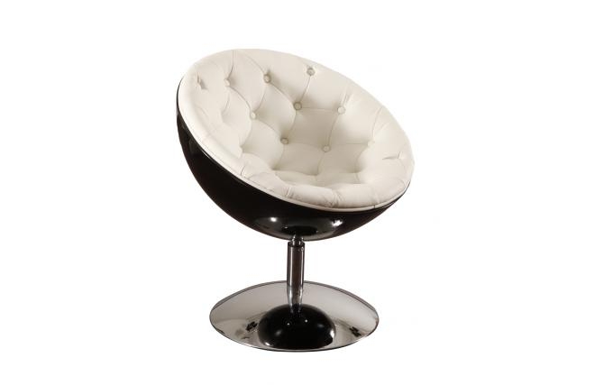 Fauteuil design rétro noir et blanc New Stanley - Fauteuil Miliboo