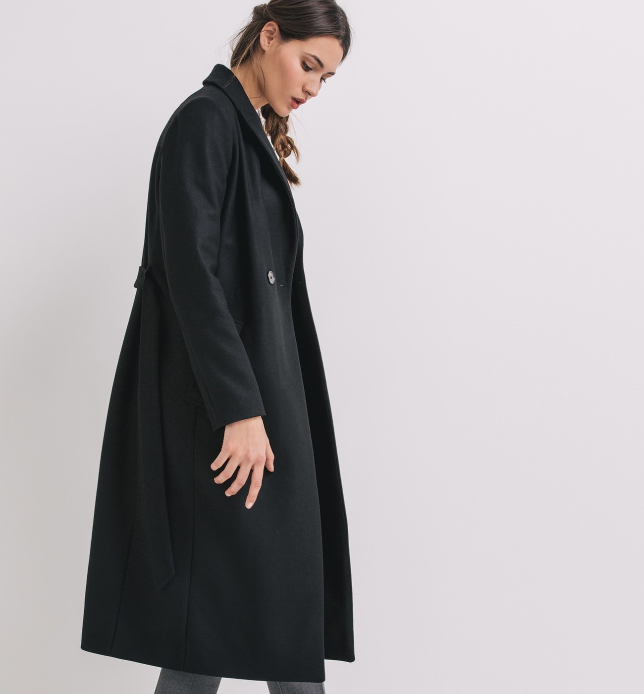 manteau long noir promod
