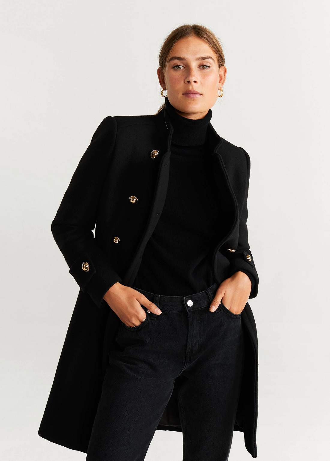 manteau noir double boutonnage