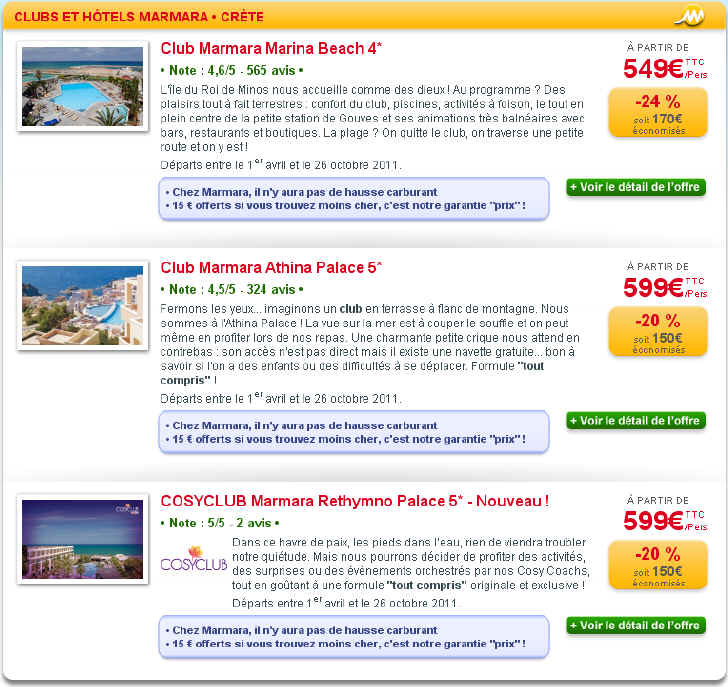 Marmara Promo Sejour Grece et Crete Reduction de 47% - Marmara Promotion Voyage