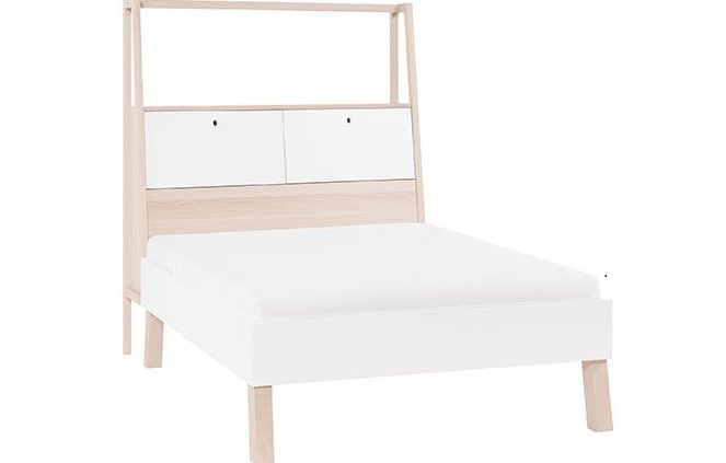 Lit design EASY avec rangements 140x200 bois et blanc - Miliboo