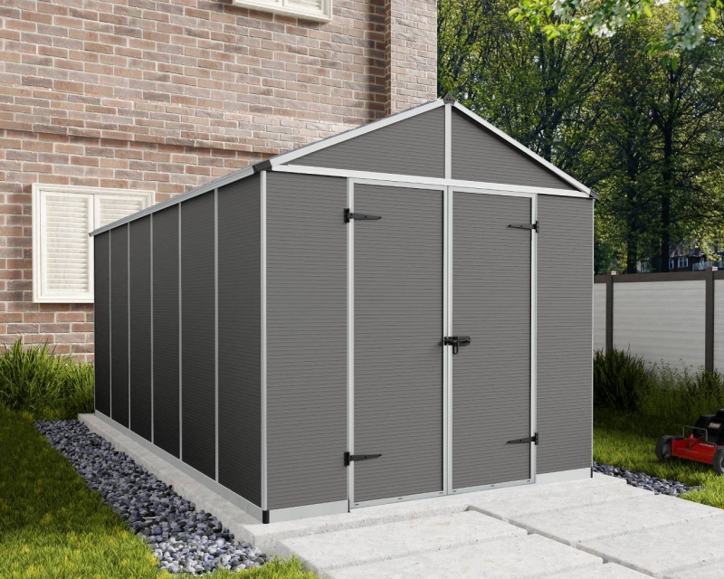 Abri de jardin RUBICON 10.7m² polycarbonate gris foncé pas cher - Abri de jardin Castorama