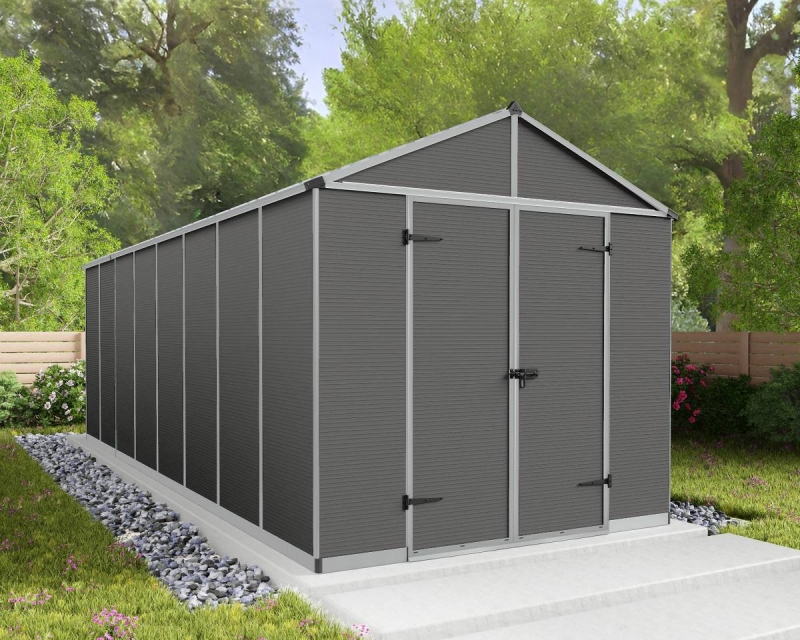 Abri de jardin RUBICON 14.2m² polycarbonate gris foncé pas cher - Abri de jardin Castorama