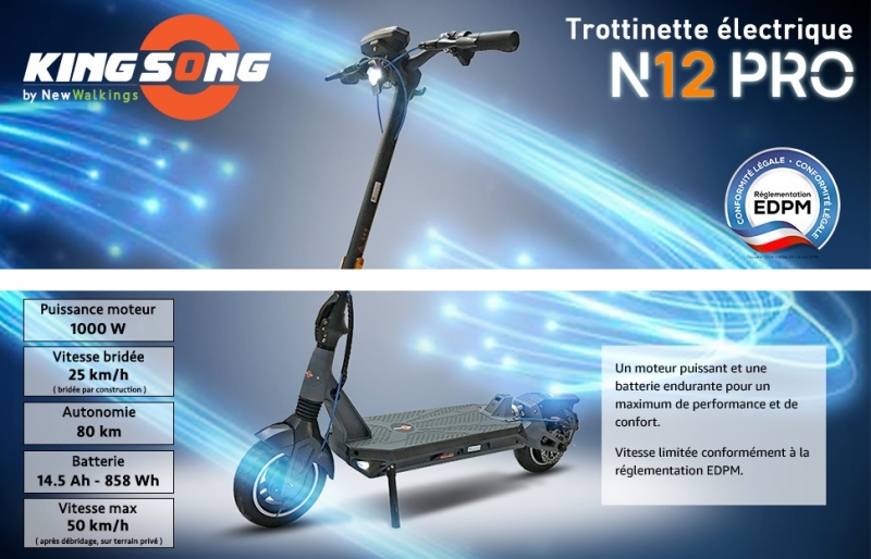 Trottinette électrique KINGSONG N12 Pro 25 km/h