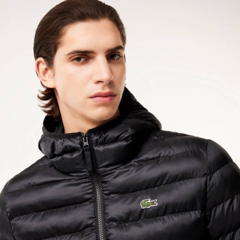 Doudoune matelassée à capuche Homme Lacoste Noir : Parfaite pour l’Hiver