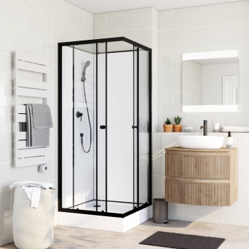 Cabine de douche d'angle GoodHome ARKELL avec mitigeur mécanique et douchette l.80 x L.80 x H.200 cm pas cher - Cabine de douche Castorama