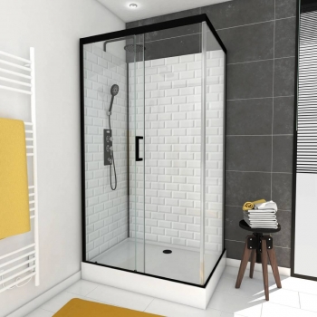 Cabine de douche rectangle AURLANE à Motif Carreaux de Métro pas cher : élégance et fonctionnalité