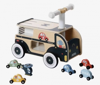 Porteur Garage Voitures en bois FSC® bleu pas cher - Jouets Vertbaudet