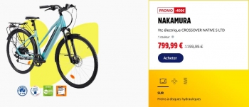 Vélo électrique adulte CROSSOVER NATIVE S LTD 25km/h Max Autonomie 60 Km pas cher -400€ : L'offre à saisir chez Intersport !