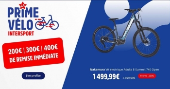 VTT électrique E-SUMMIT 740 OPEN NAKAMURA 25km/h Autonomie 70 Km pas cher 200€ de Réduction chez INSTERSPORT