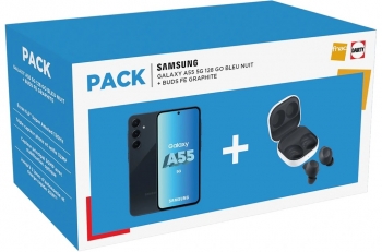 Promo exceptionnelle : Samsung Galaxy A55 5G BLEU NUIT + Buds FE GRAPHITE à 431€ chez Darty !