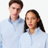 Sweatshirt Col Montant Zippé Imprimé Lacoste Unisexe Bleu Clair : L'Élégance Sportive Réinventée